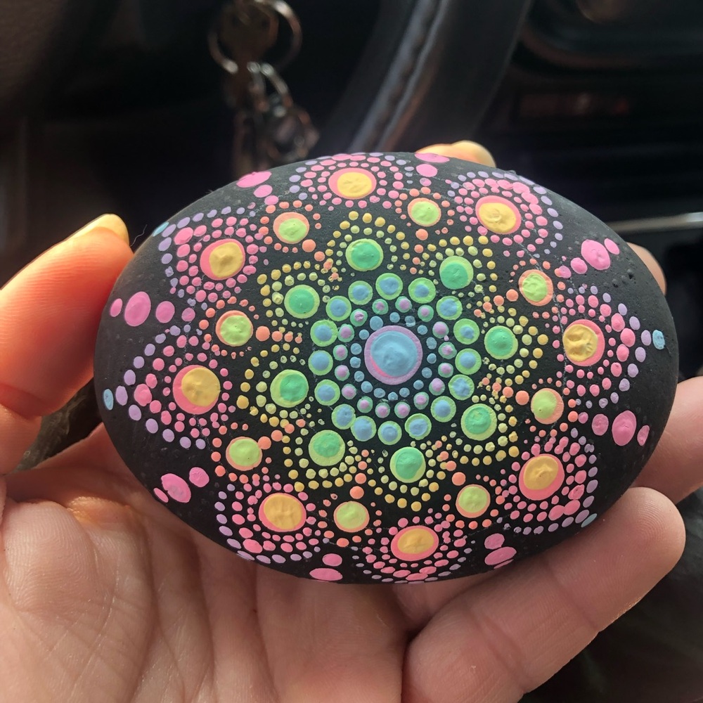 Hand-Painted Mandala Stone
